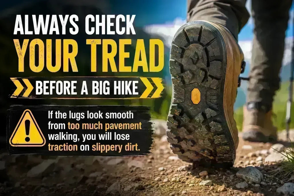 Always check your tread before a big hike