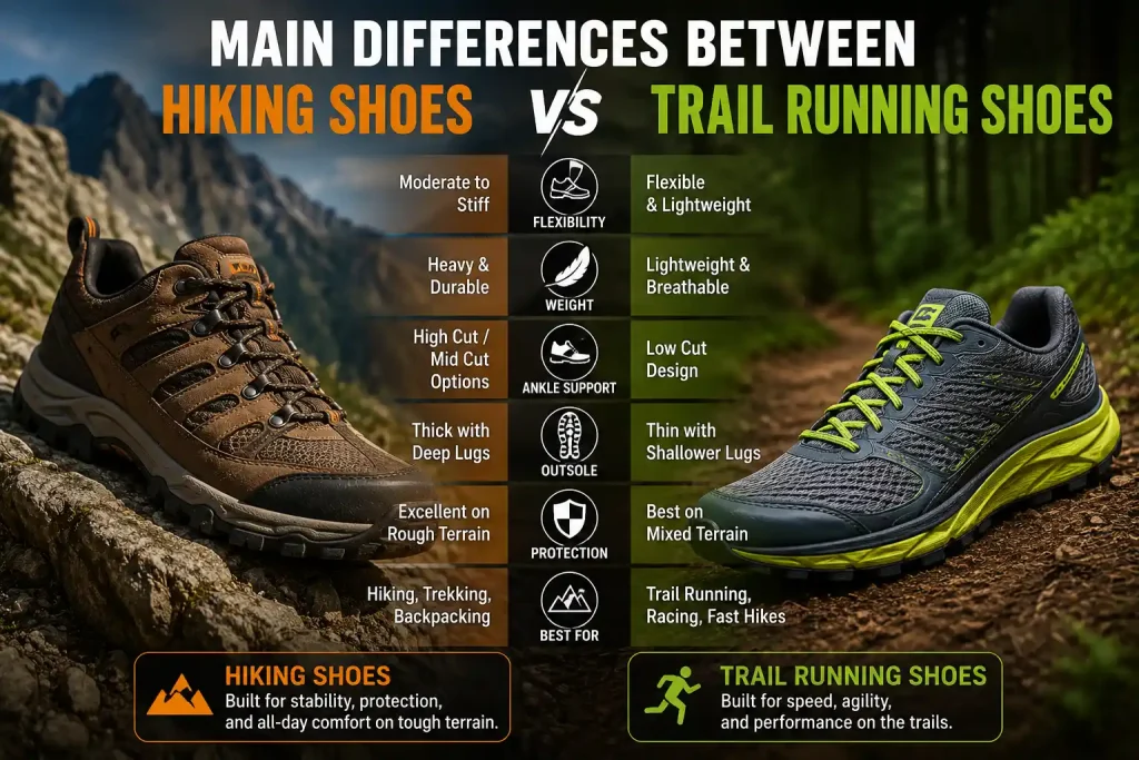 Main Differences Between Hiking Shoes vs Trail Running Shoes