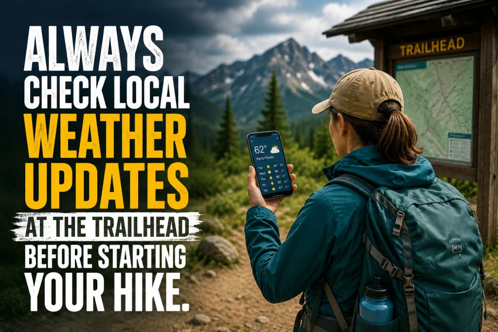 local weather updates at the trailhead before starting your hike