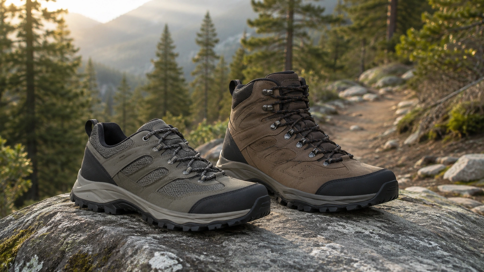 Hiking shoes offer flexibility, while hiking boots provide more coverage and structure.