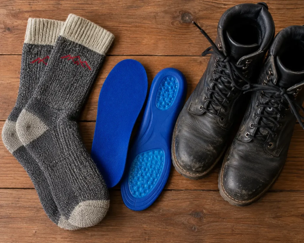 view of thick merino wool hiking socks