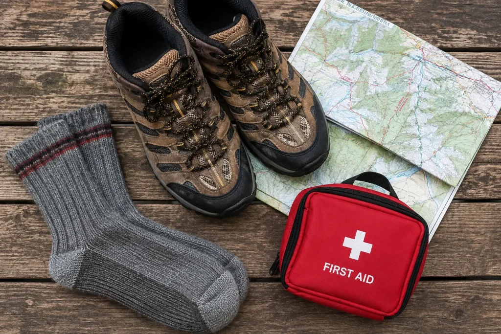 a pair of sturdy hiking shoes