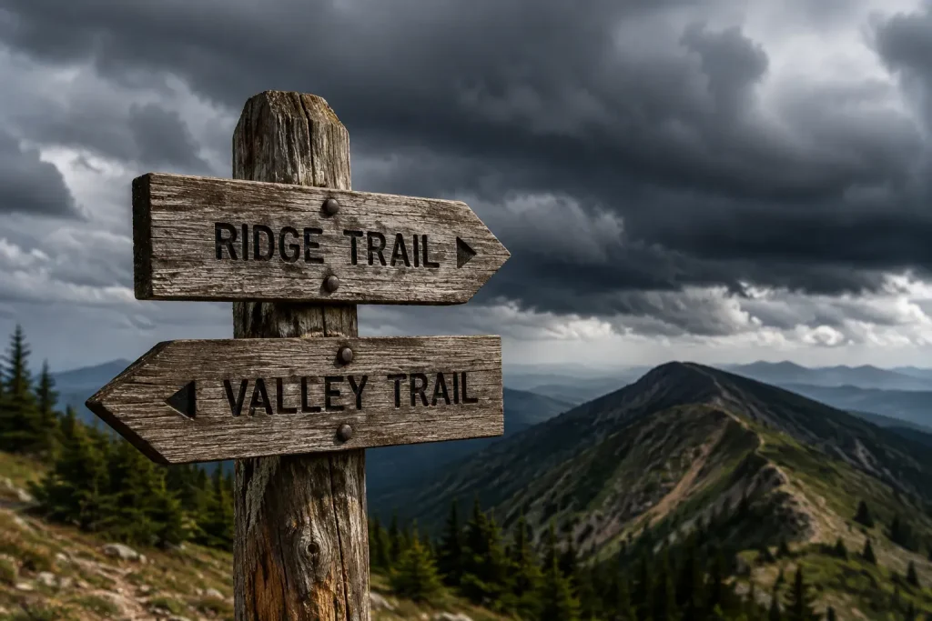 trail sign pointing in two different directions
