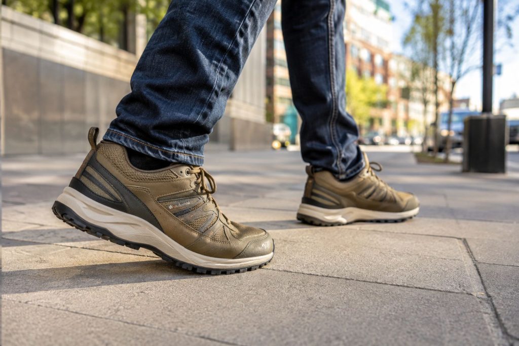 wearing casual jeans and a pair of modern